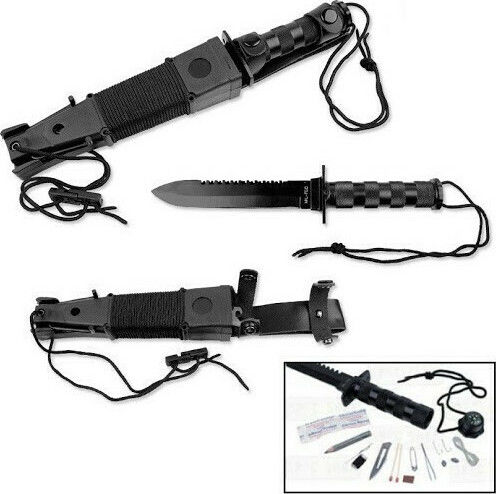 Mil-Tec Survival Нож За Оцеляване Черен с Калъф