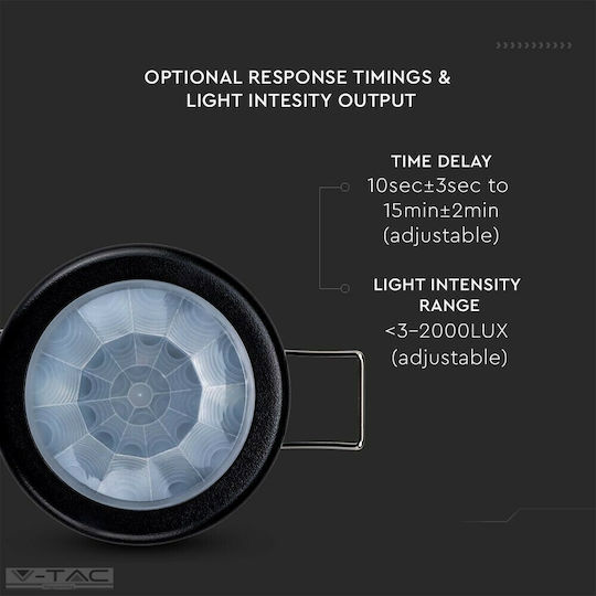 V-TAC VT-8092 Wired Infrared Motion Sensor 360° Detection Scope 8m