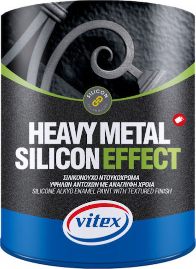 Vitex Βερνικόχρωμα Ανάγλυφης Χροιάς Διαλύτου Heavy Metal Silicon Effect 2.5lt Graphite Μεταλιζέ