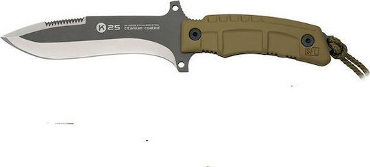 K25 Titanium Coated Knife Survival Khaki with Blade made of Stainless Steel in Sheath