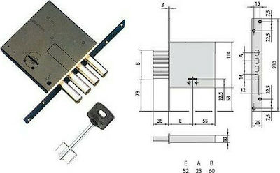 Cisa 57028.60 Recessed Lock Safe deposit box with Cylinder and Center 60mm Gold 57028-60