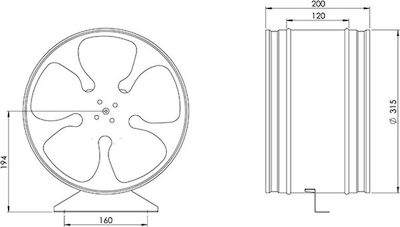 Europlast Εξαεριστήρας Αεραγωγών Διαμέτρου 315mm