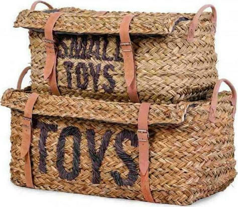 Childhome Παιδικό Κουτί Αποθήκευσης Small Toys Set Of 2 Rattan Basket Μπεζ 52x31x25cm 2τμχ