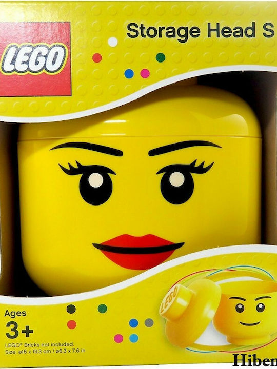 LEGO Children's Storage Box made of Plastic S Girl Head Yellow 16x16x18cm 1pcs
