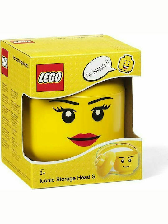 Lego Kids Plastic Toy Storage Box Head Yellow 10x10x11cm