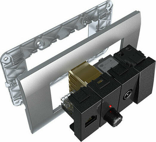 Aca Modys Χωνευτός Διακόπτης Dimmer χωρίς Πλαίσιο Κλασικός Περιστροφικός 300W σε Μαύρο Χρώμα