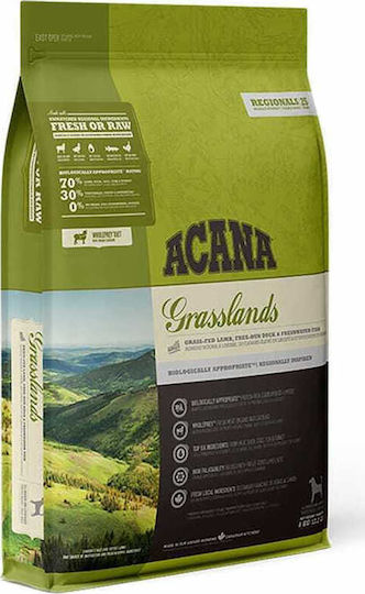Acana Grasslands 11.4кг Суха Храна за Кучета без Зърнени храни и Глутен с Агнешко и Птици