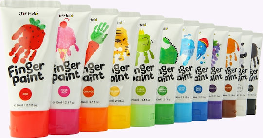 JarMelo Finger Paint Finger Paints Set Washable Δακτυλομπογιές 60ml 12pcs