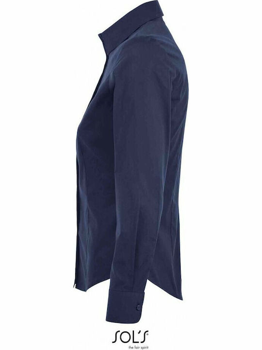 Eden Women's Monochrome Long Sleeve Shirt Navy Blue