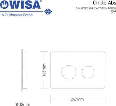 Wisa Easy Touch Placă de scurgere pentru toalete Dual Flush Χρώμιο F099-100