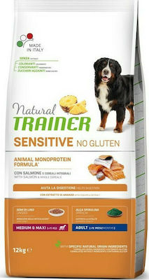 Natural Trainer Sensitive Adult Medium/Maxi 3kg Dry Food Gluten Free for Adult Dogs of Medium & Large Breeds with Salmon