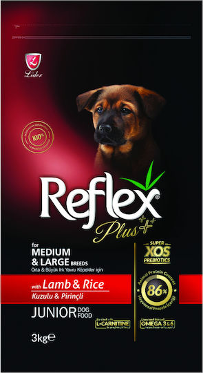 Reflex Plus Junior Medium/Large 15kg Dry Food for Medium & Large Breed Puppies with Lamb and Rice