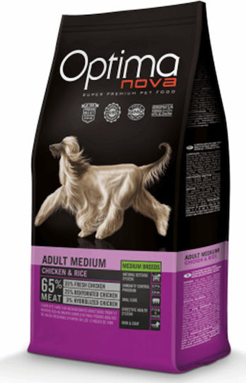 Optimanova Adult Medium 12kg Ξηρά Τροφή χωρίς Σιτηρά για Ενήλικους Σκύλους Μεσαίων Φυλών με Κοτόπουλο και Ρύζι