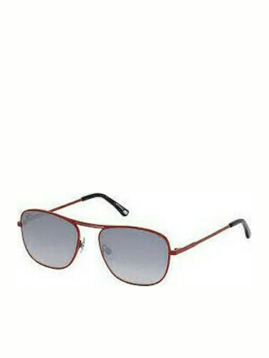 Web Unisex Sunglasses with Red Metal Frame and Gray Lens WE0199 66C