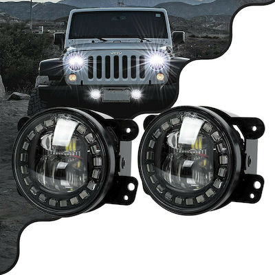 GloboStar Προβολείς Ομίχλης για Jeep Wrangler / Mercedes Benz G Class / Land Rover Defender / Hammer H1-H2 LED 12V 100W 9.5cm 2τμχ