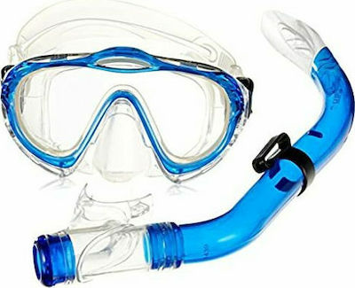 Mares Kids' Silicone Diving Mask Set with Respirator Sharky Junior Set Clear/Blue Blue