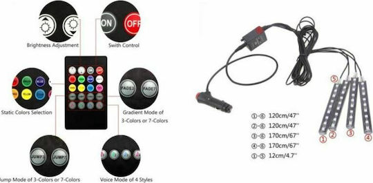 Interior Decorative Car Lighting System 12V RGB