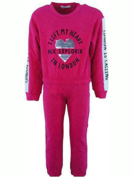 Nek Kids Wear Kids Sweatpants Set Fuchsia 2pcs