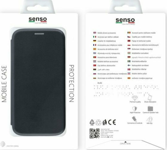 Senso Oval Stand Книга Изкуствена кожа Черен (Redmi 9T)