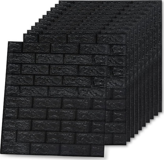 3D Wall Panels Foam Adhesive Black Foam Black 70x77cm 10 Pieces