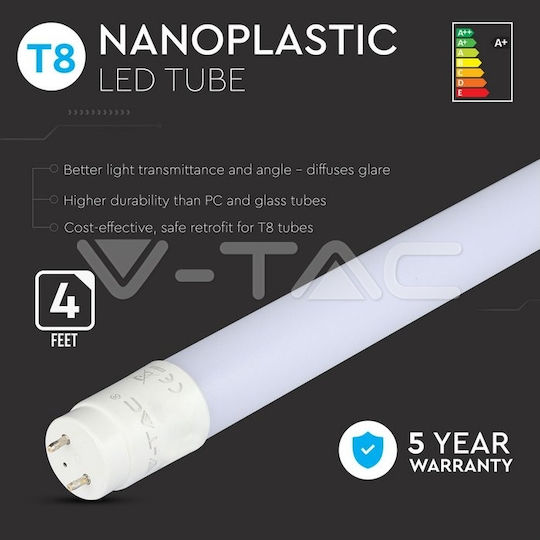 V-TAC VT-121 LED Bulb 18W Fluorescent Type 120εκ. for Socket G13 and Shape T8 Cool White 1700lm