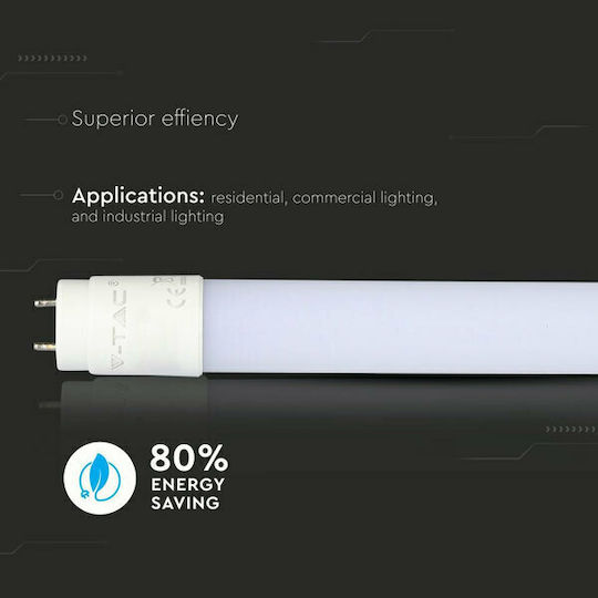 V-TAC Vt-1277 LED Bulb 18W Fluorescent Type 120εκ. for Socket G13 and Shape T8 Warm White 1600lm