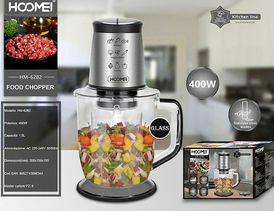 Hoomei Πολυκόπτης Multi 400W με Δοχείο 1.5lt Inox