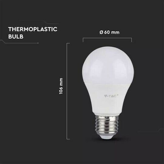 V-TAC VT-210 LED Bulb 9W 106mm for Socket E27 and Shape A60 Warm White 806lm