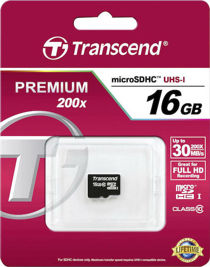 Transcend microSDHC 16GB Class 10 High Speed