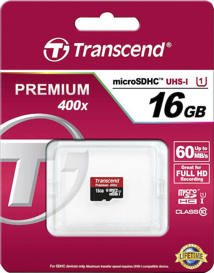Transcend microSDHC 16GB U1 UHS-I