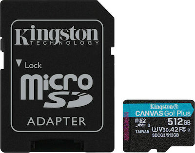 Kingston Canvas Go! Plus microSDXC 512GB Class 10 U3 V30 A2 UHS-I with Adapter