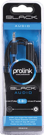 Prolink Καλώδιο Ήχου 3.5mm male - 3.5mm female Μαύρο 5m PB106-0500