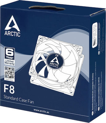 Arctic F8 Case Fan 80mm (2000rpm / 31cfm) Χωρίς Led Φωτισμό και Σύνδεση 3-Pin Λευκό