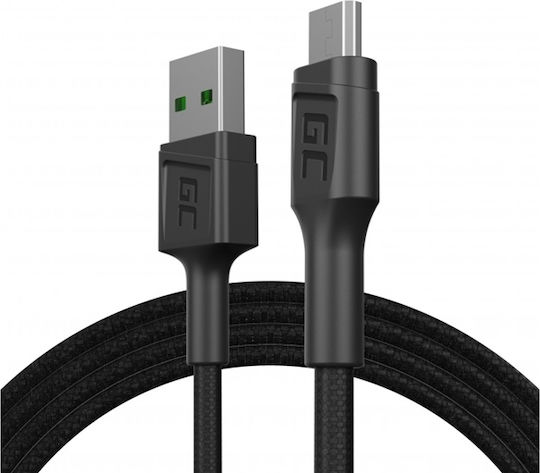 Green Cell Braided USB 2.0 to micro USB Cable Μαύρο 1.2m (KABGC20)