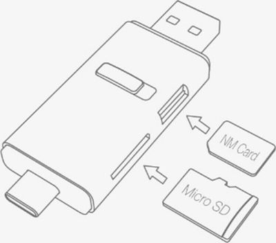 Huawei 2in1 Card Reader USB 2.0 Type-C για microSD Λευκό