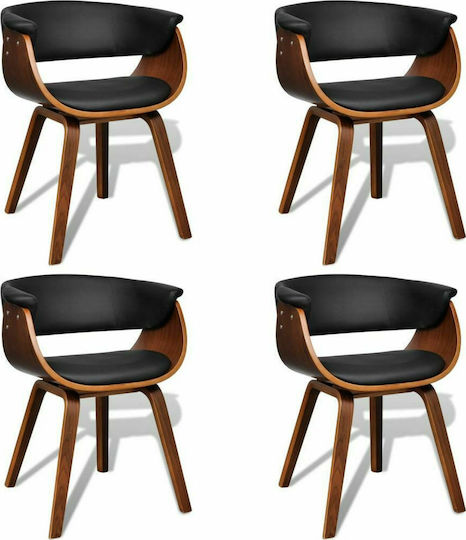 Stühle Speisesaal Black / Brown 4Stück 59.5x51x72cm
