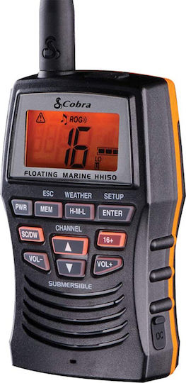 Cobra MR-HH150FL Безжичен Трансивър VHF Marine 3W с Монохромен Екран В Черен Цвят