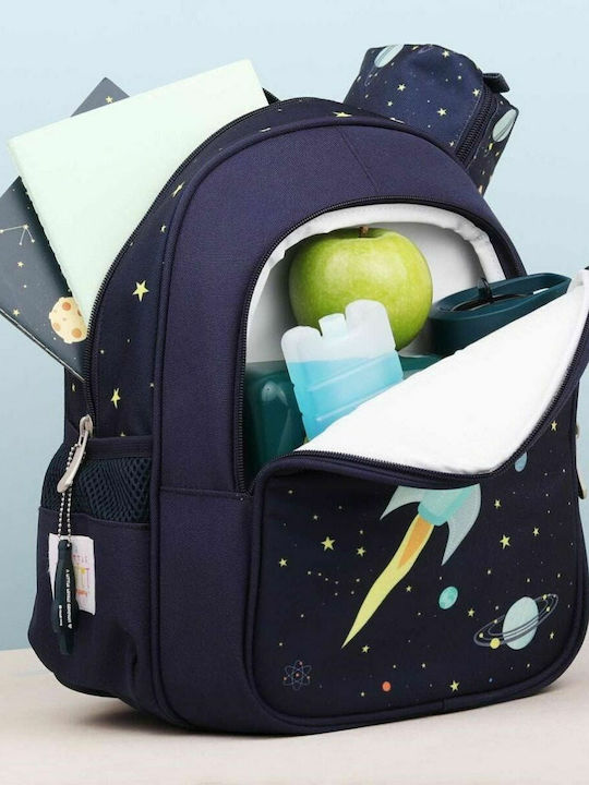 A Little Lovely Company Space Schulranzen Rucksack Kindergarten in Blau Farbe 13Es