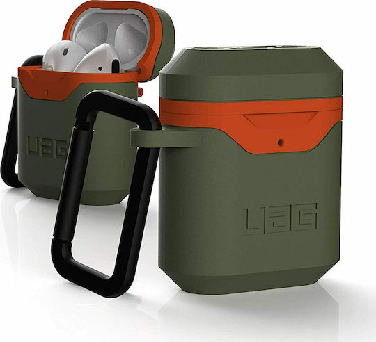 UAG Standard Issue Hard Case Plastic with Hook in Orange color for Apple AirPods 1 / AirPods 2