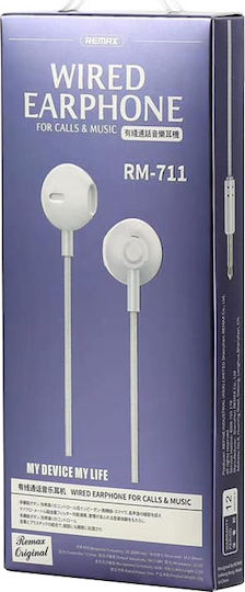 Remax RM-711 Earbuds Handsfree Ακουστικά με Βύσμα 3.5mm Ροζ Χρυσό