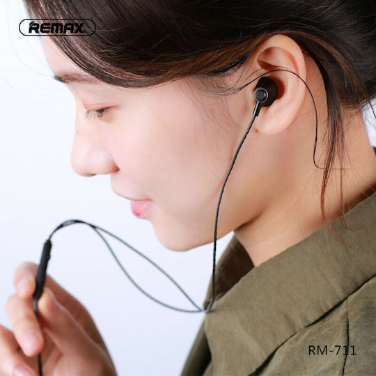 Remax RM-711 Earbuds Handsfree Ακουστικά με Βύσμα 3.5mm Ροζ Χρυσό