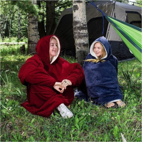 Ontel Huggle Plush Blanket Sherpa with Sleeves 70x90cm Red