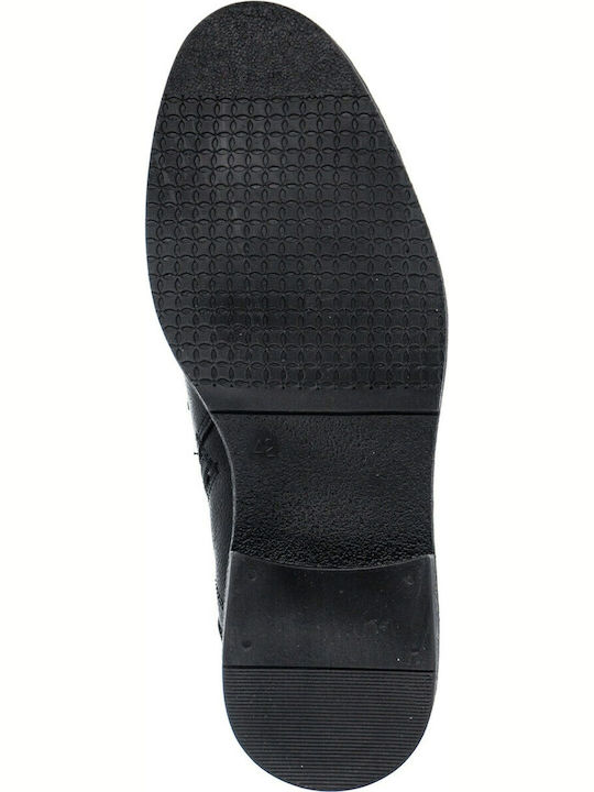 72144 Δερμάτινα Ανδρικά Μποτάκια με Φερμουάρ Total Black