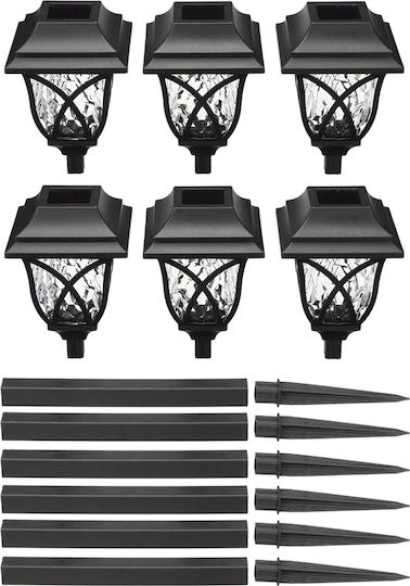 GloboStar Set of 6 Spiked Solar Light Lanterns 1W 100lm Warm White 3000K with Photocell IP65