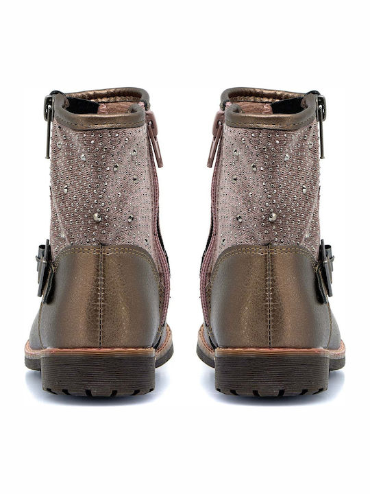 Kids Boots with Zipper Gold