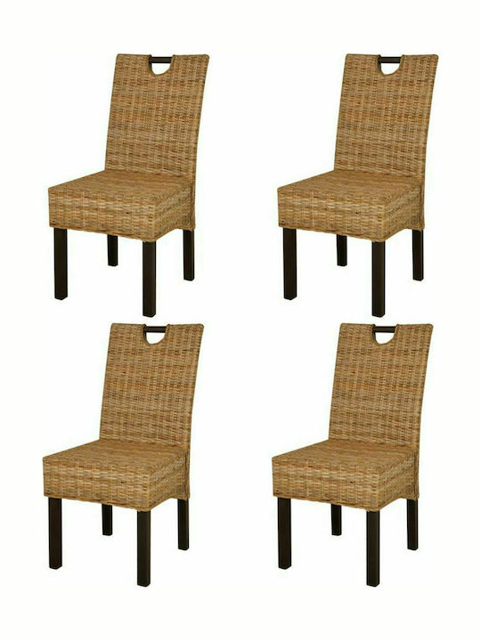 Καρέκλα Εξωτερικού Χώρου Rattan Καφέ 4τμχ 46x57x96εκ.