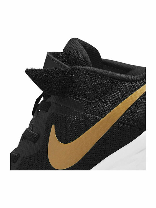 Revolution Revolution 6 Kids Sports Shoes Running with Hoop & Loop Closure Black / Metallic Gold / White