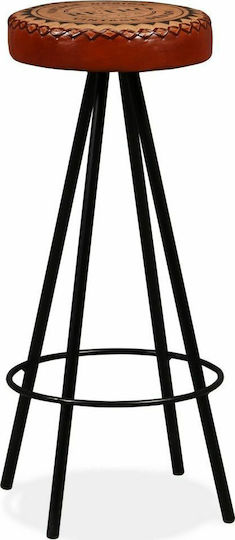 Hocker Bar Leder Brown / Black 2Stück 30x30x76cm