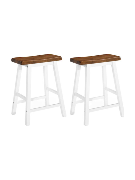 Stool Bar Wooden Brown / White 2pcs 45x23x60cm