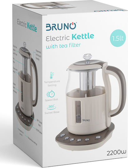 Bruno Електрическа Кана 1.5л 2200W Бежова